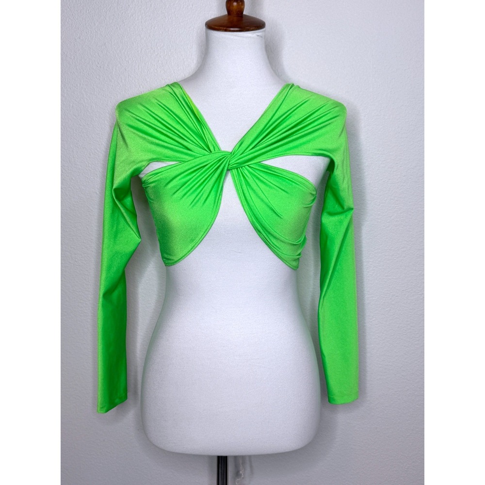 COPERNI Paris Cropped Twisted Cut-out Top SMALL Neon Lime Green Club
